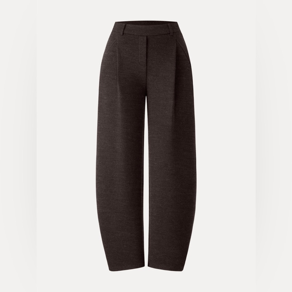 OGL Cozy Knit Mid Rise Barrel Leg Pull-on Pants size Medium in Espresso. NWT